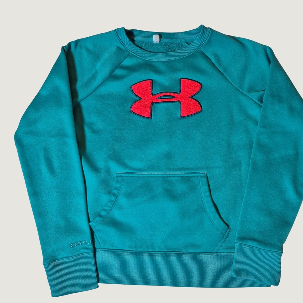 Under Armour Sweatshirt Youth  L Storm Fleece Pullover Teal Athletic Streetwear
